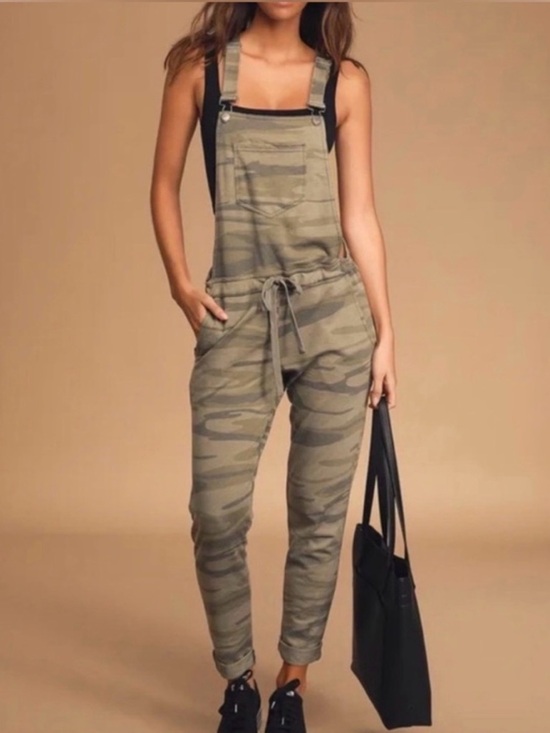 Pants - Z Supply Mureile Green Camo Print Knit Overalls size XS